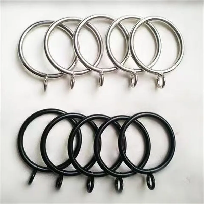 40 pcs 38mm Curtain Rings with Holes, Smooth Sliding On Rod, Living Room Window Curtain Bathroom Shower Panel, Black