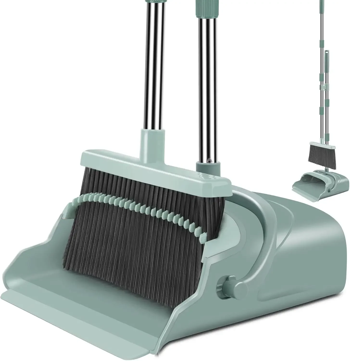

Upgrade Broom and Dustpan Set, Large Size and with Long Handle, Upright,Ideal for Indoor Outdoor Garage Kitchen