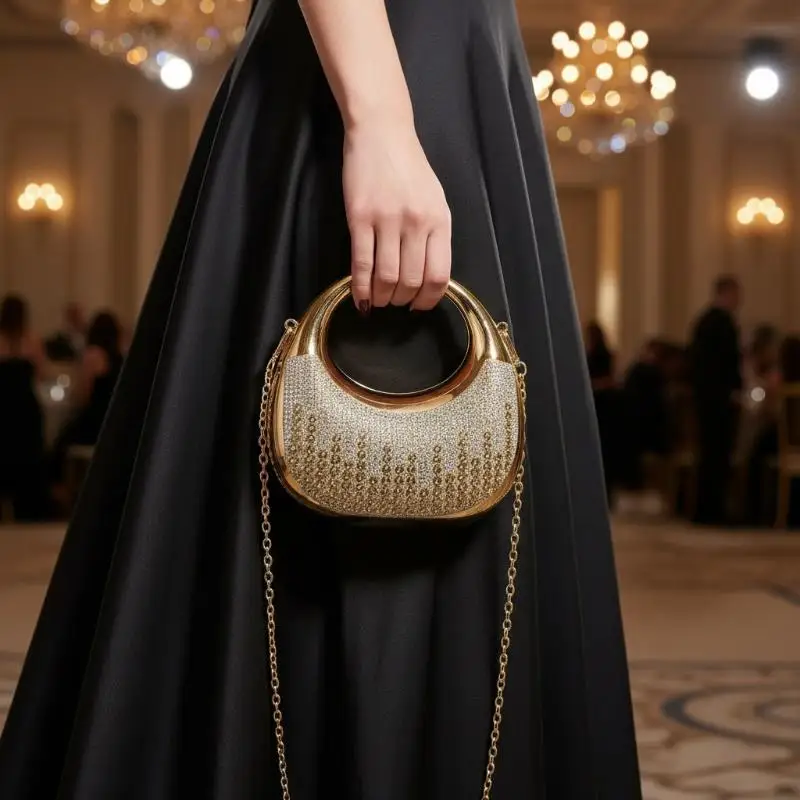 Luxury Mini Handbag with Rhinestones Acrylic Clutch Perfect for Special Occasions