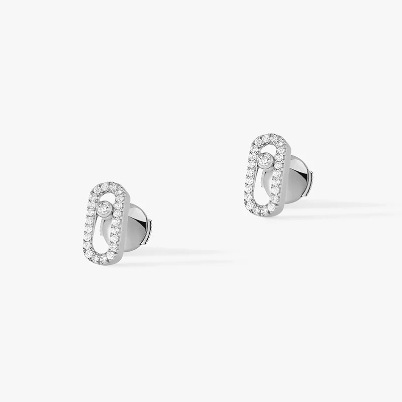 Classic Messica Earrings MOVE UNO Series Mobile Diamond Earrings S925 Pure Silver Material Original Design Luxury Jewelry