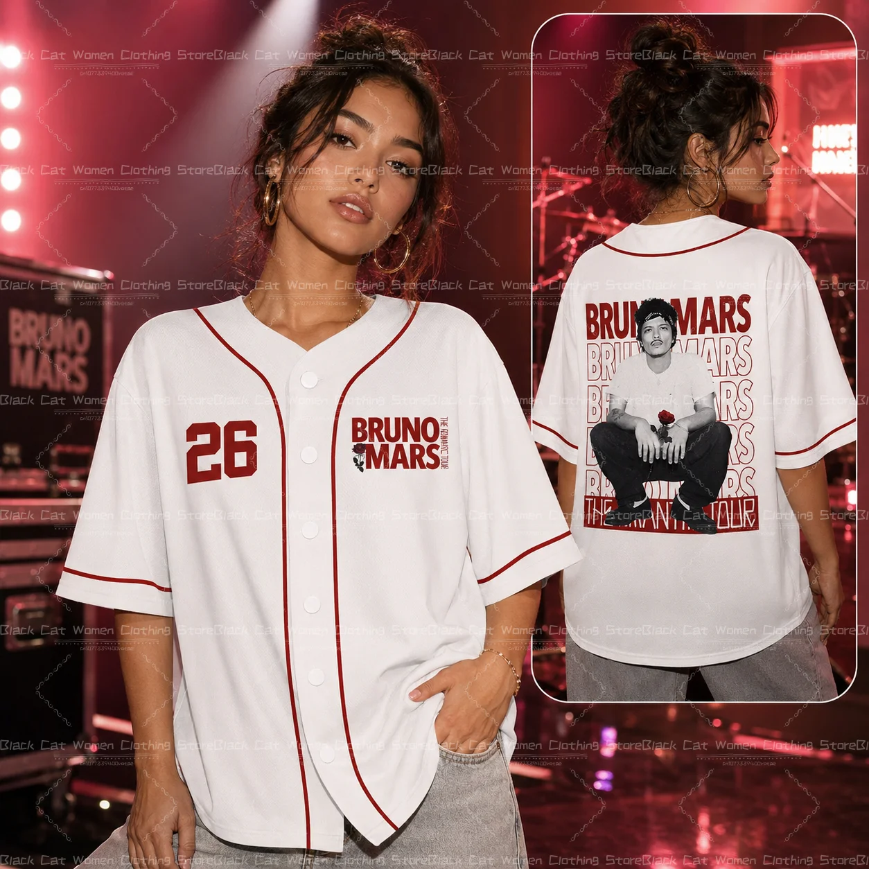 2026 Bruno Mars 24K Hooligans Baseball Jersey Men Women Unisex Short Sleeve Hip Hop Streetwear Tops for Fans Family Matching