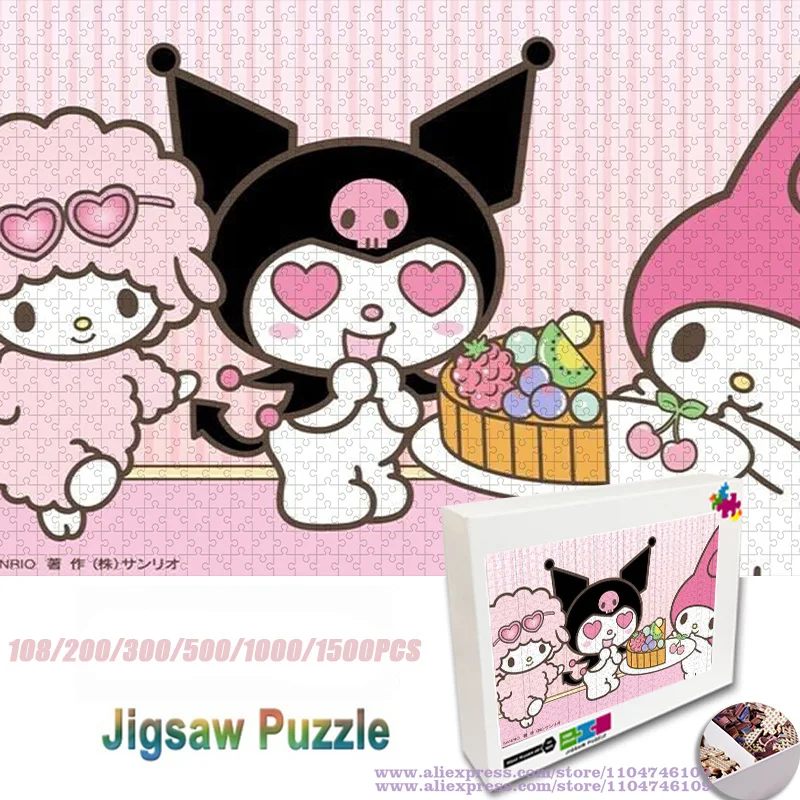 Пазл Sanrio Kuromi My Melody, 108/200/300/500/1000/1500 шт., интеллектуальные пазлы, креативный подарок на день рождения