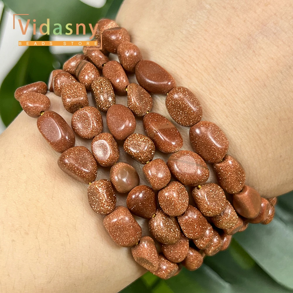 8-10mm Goldener Sandstein Unregelmäßige Ovale Lose Perlen für Schmuckherstellung, DIY-Armbänder, Zubehör – Detail 7