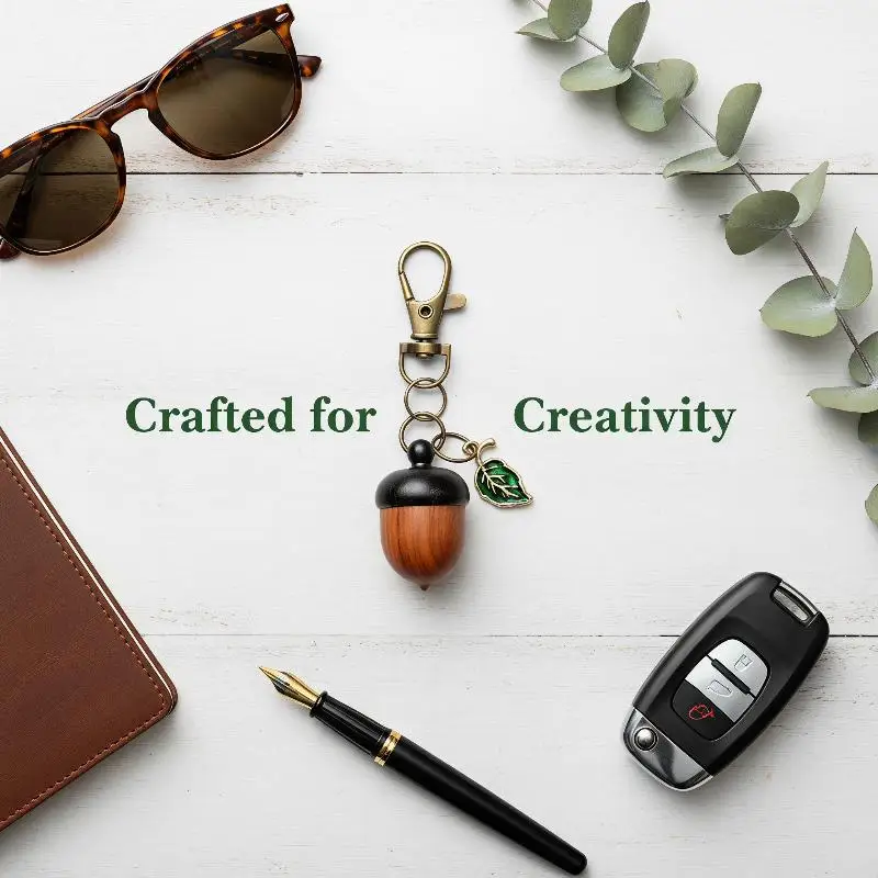 Acorn Shaped Mini Portable Pill Box Compact Medicine Tablet Holder Keychain Lightweight for Purse Hiking Daily Use view 6