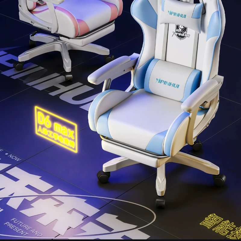 f*-High Back Solid Back PU Leather Racing Gaming Chair, Reclining E-sport Chair With Pull Out Footrest,