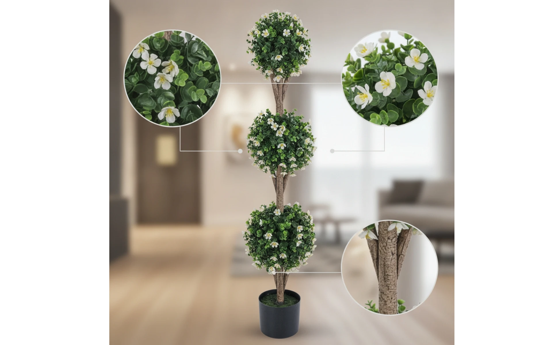 Triple Ball Topiary Tree Indoor Outdoor Artificial Topiary Tree Plant Realistic Faux for Entryway, Porch Triple Ball Topiary Tree Indoor Outdoor Artificial Topiary Tree Plant Realistic Faux for Entryway, Porch