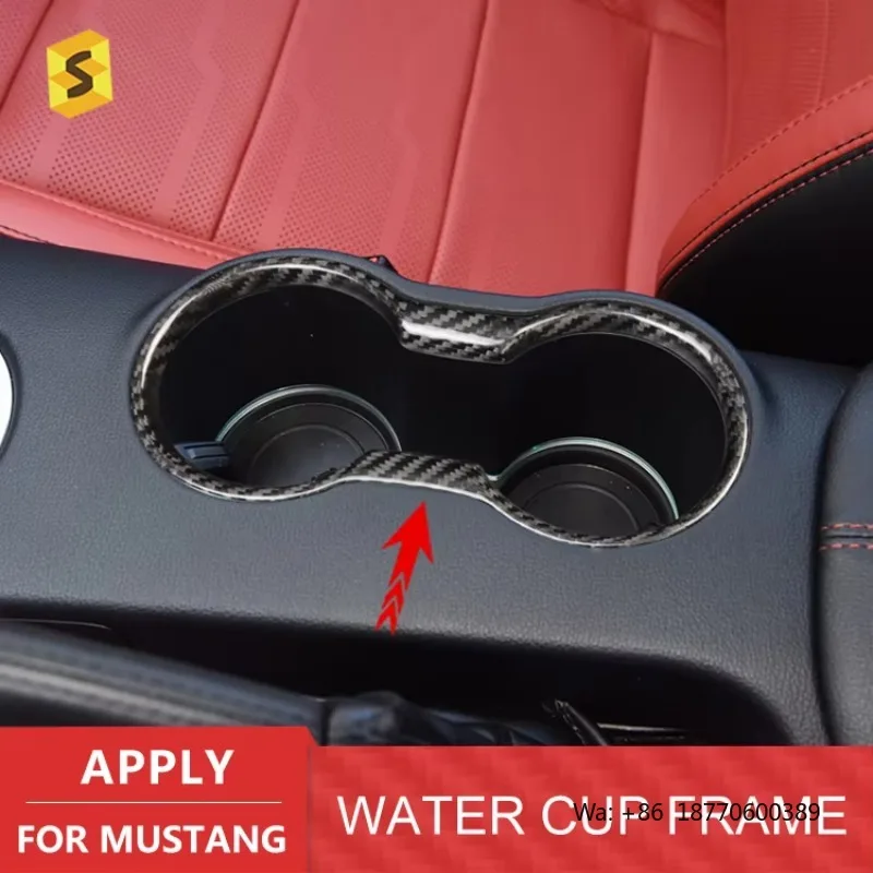 Real Carbon Fiber Luxury Interior Kits Water Cup Frame Cover for Ford Mustang 2018-2020