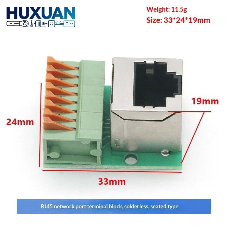 Data Adapter Board Female Socket Guide Rail Installation Terminals Connector RJ45 Network Port Terminal Block Welding Free
