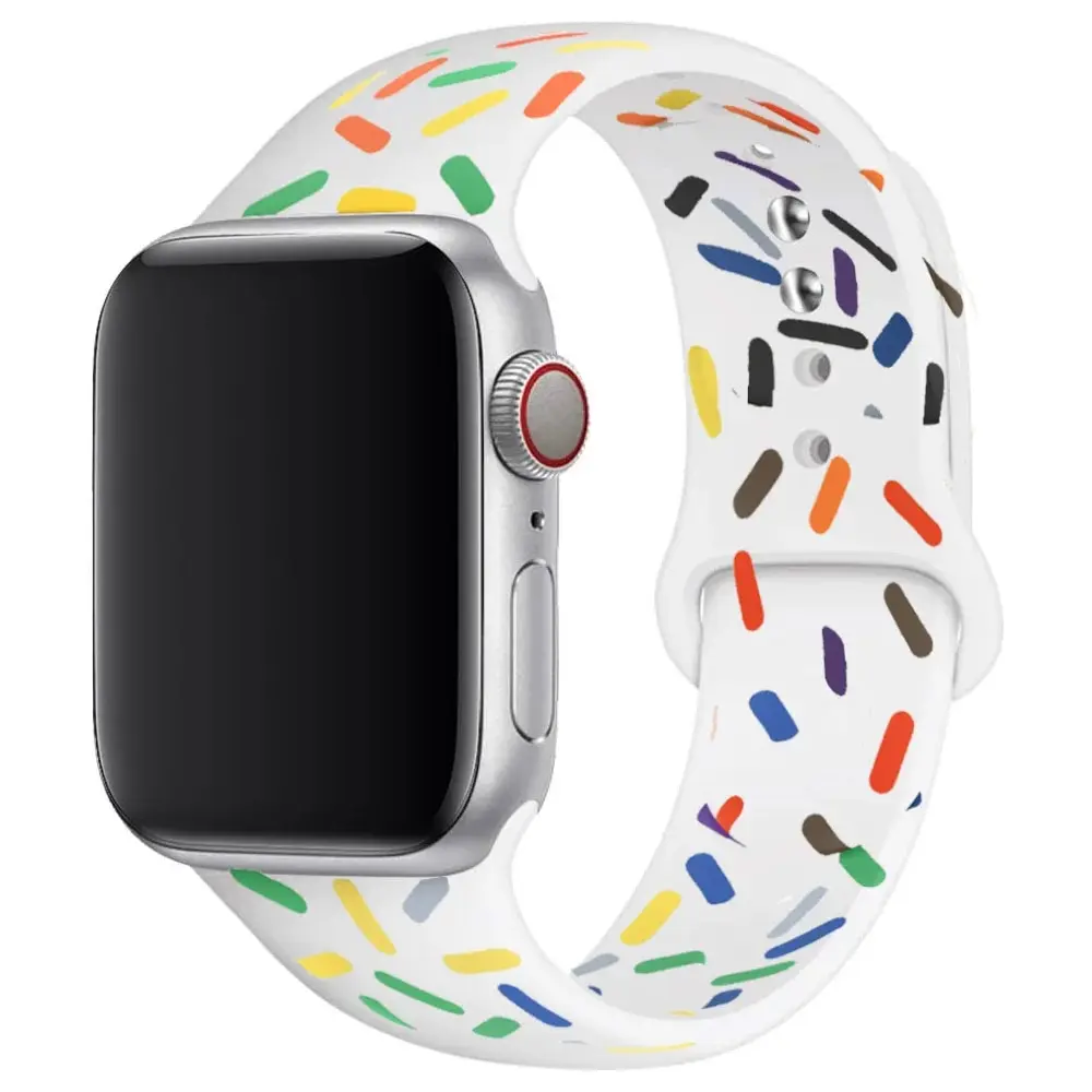 Black Unity For Apple Watch Straps 45mm 44mm Ultra2 49mm 42 41 40 38 Soft Silicone Watchbands Flower Of Unity For iWatch 7 8 9