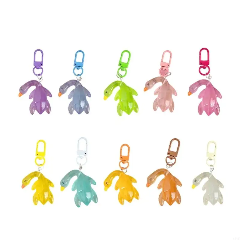 

5Pieces Roasted Duck Keychain Holder Glowing Duck Keychain Accessory for Women Men Bag Charm Decoration