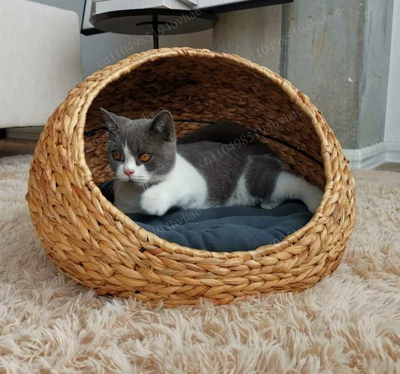 

Water gourd semi closed pet nest rattan straw cat litter dog litter wear-resistant washable