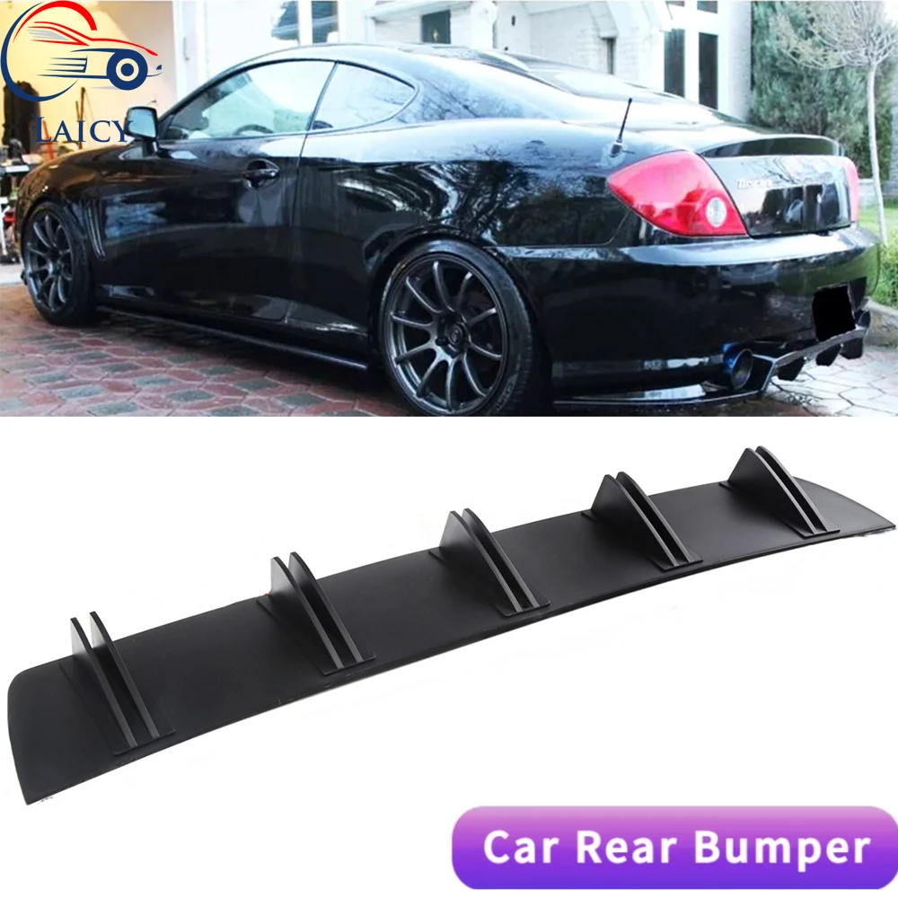 LAICY For Hyundai Tiburon 1997-2008 Car Rear Diffuser Shark Fins Bumper Splitter Chin Spoiler Lip Black Shunt Rear Bumper Lip