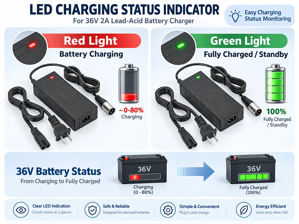 36V 2A Battery Charger for Razor MX500, MX650, GT GT750, IZIP I600, I1000, Mongoose M750, X-Treme X-600, Schwinn S600 ST1000