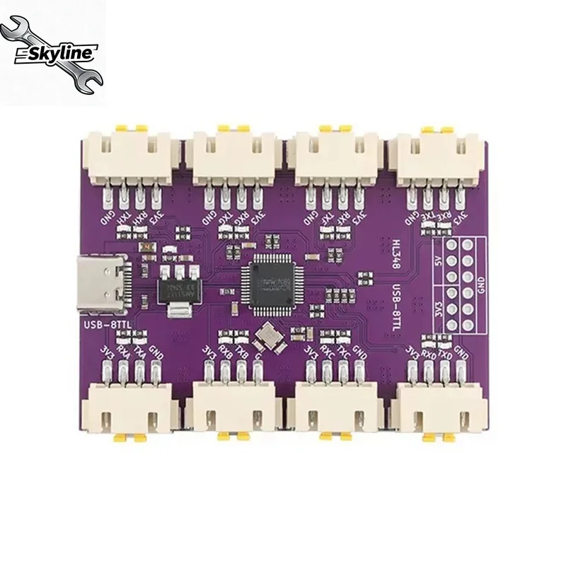 USB to 8-channel TTL serial port USB Type-C interface 6Mbps high-speed CH348 chip communication conversion module