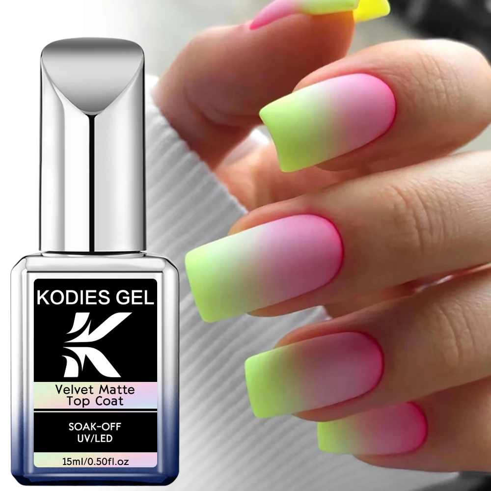 KODIES GEL Nuovo Velluto Opaco Top Coat Gel Smalto per unghie 15ML Russo Ultra Opaco Gel Smerigliato Finitura Vernice Forte Manicure Unghie Ar