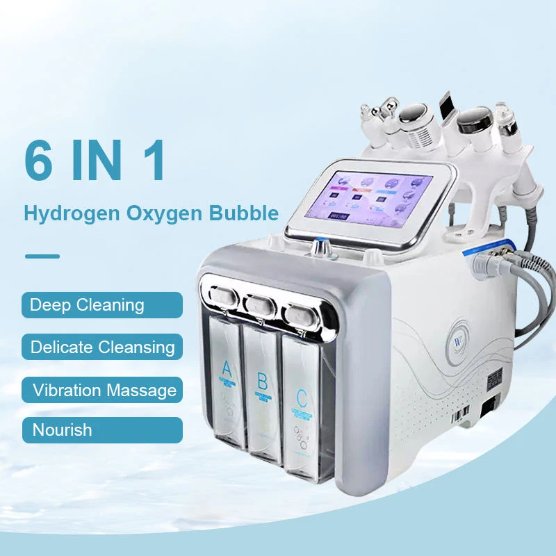 

6 In 1 Hydrogen Oxygen H2o2 Jet Peel Skin Rejuvenation Small Bubble Machine Deep Cleaning Facial Lifting Spa Massage Device CE