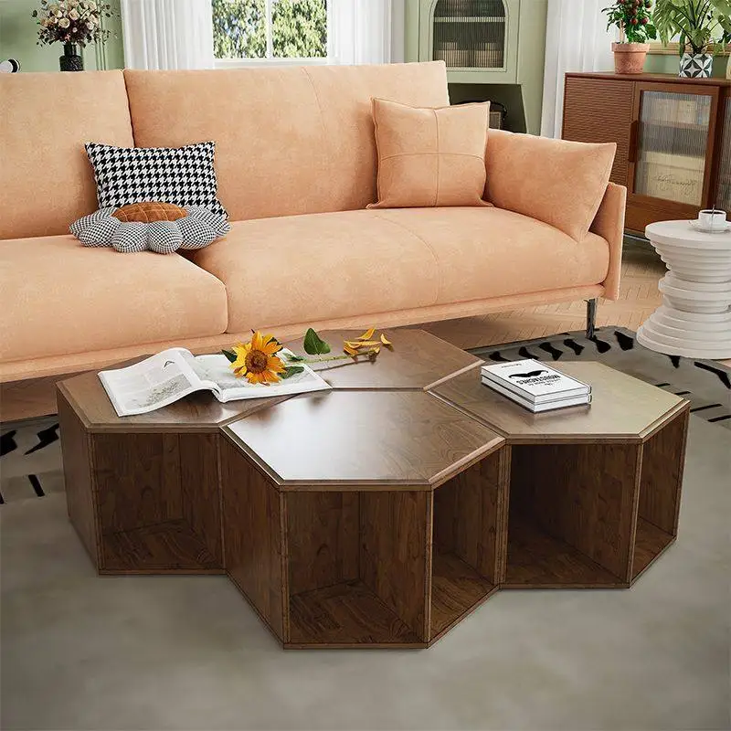 

Multifunctional Multifunctional Combination Hexagonal Chinese Solid Wood Storage Coffee Table, no assembly required
