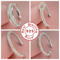 Hot Sale Fashion 925 Sterling Silver Round Bracelet Bangles Trendy Simple Big Bangle for Women Jewelry Gift