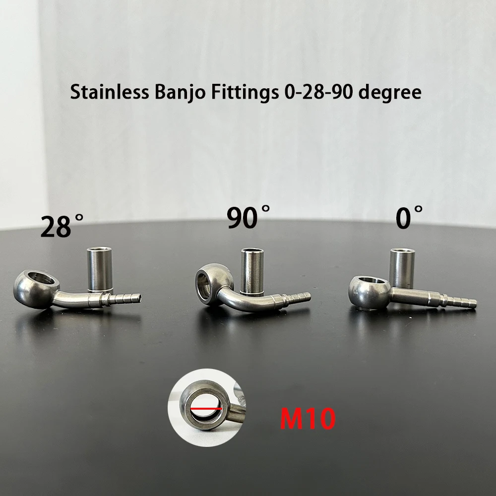 Banjo+Sleeve AN10 Stainless Fittings Multi-angle for Motorcycle Racing Car Hydraulic 0-28-90 °Braided Brake Clutch Oil Hose Line