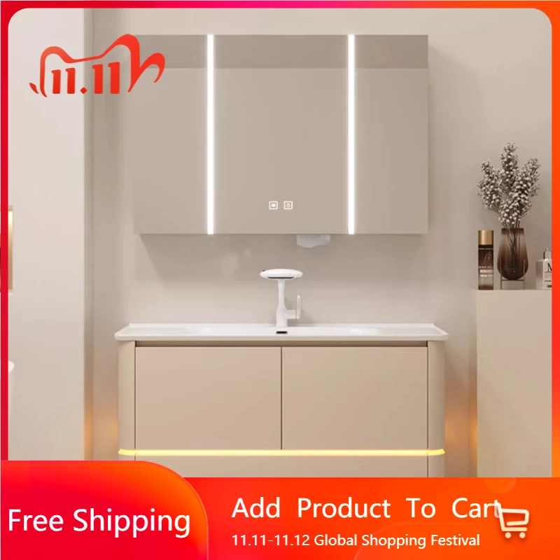 

Lazy Lighting Bathroom Cabinet Wall White Makeup Storage Bathroom Vanity Toilet Mirror Nordic Reception Schrank Trendy Furniture