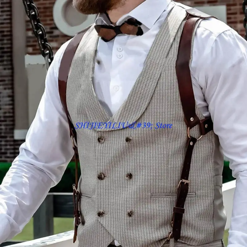 

E21F Leathers Vest Straps Braces Suspender Men Harness Punk Strap Chest Shoulder Belt