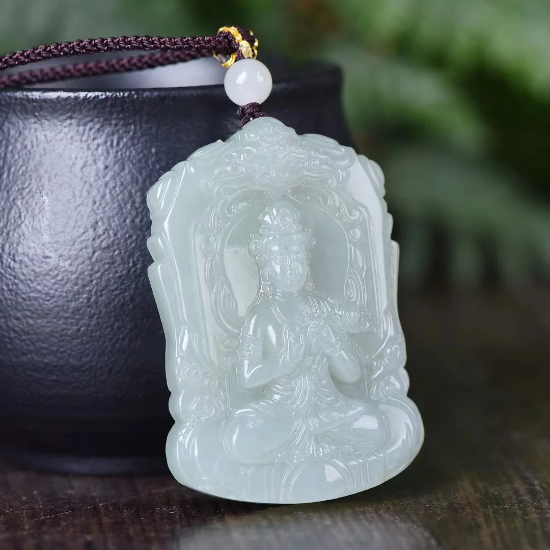 

Exquisite Hotan Jade Guardian God Mahasthamaprapta Pendant Jewelry Horse Guardian God 4151#