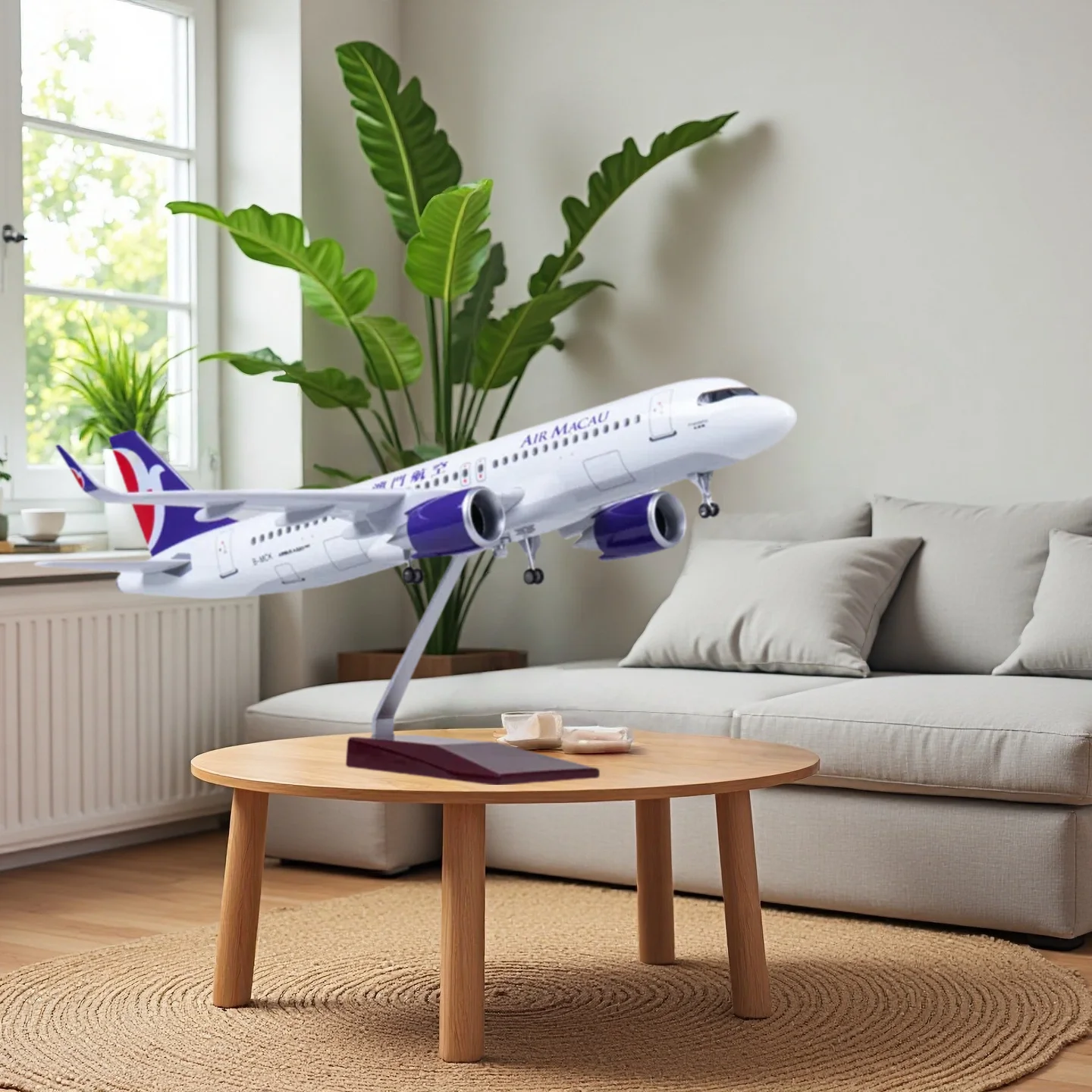 ايرباص لعبة الطائرة 47 سنتيمتر 1/80 مقياس اللعب طائرة A320 NEO الجوية ماكاو الخطوط الجوية نموذج الضوء وعجلة الهبوط دييكاست الراتنج الطائرة