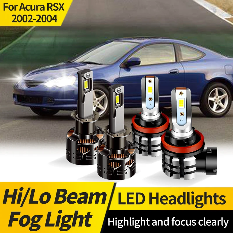 

2PCS For Acura RSX 2002 2003 2004 H1 LED Headlight Lamp High/Low Beam Bulbs H11 Front Fog Light 6000K White Lamp