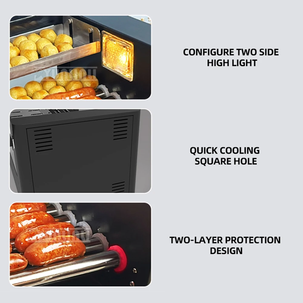 Máquina de salchichas asadas comercial de buena calidad, máquina de salchichas de 7 rodillos de acero inoxidable, fabricante automático de perritos calientes