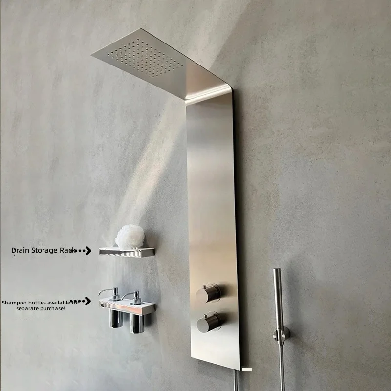 Stainless Steel Shower Panel, Rainfall and Handheld Dual Spray, High Pressure, Bathroom Shower System, Wall-Mounted Fixture