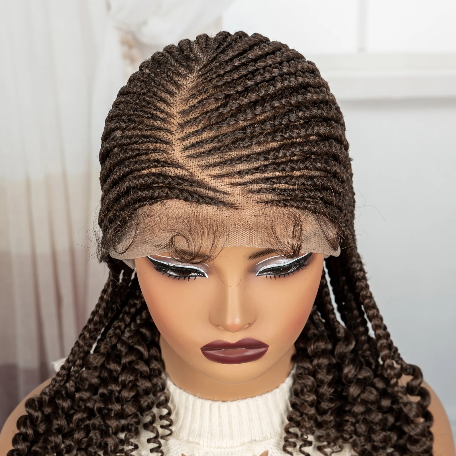 Short Ombre Cornrow Braided Wigs 14inch Synthetic Full Lace Kontless Braided Wigs Lace Frontal Braided Lace Wigs for Black Women