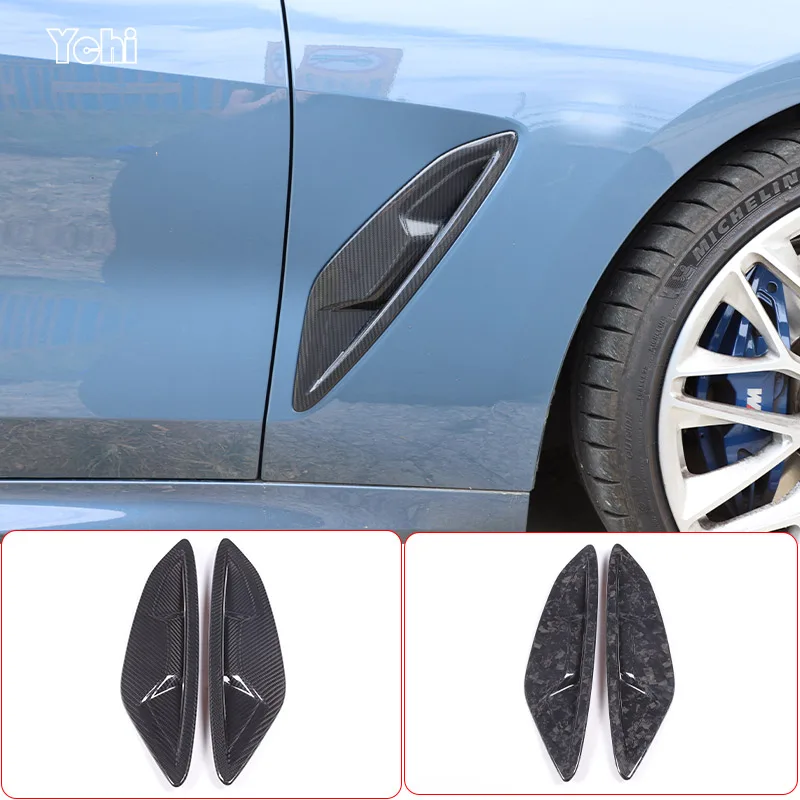 Real Carbon Fiber Car Side Shark Gill Side Air Outlet Cover Trim For BMW 8 series G14 G15 G16 2019-2022 Car Accessories