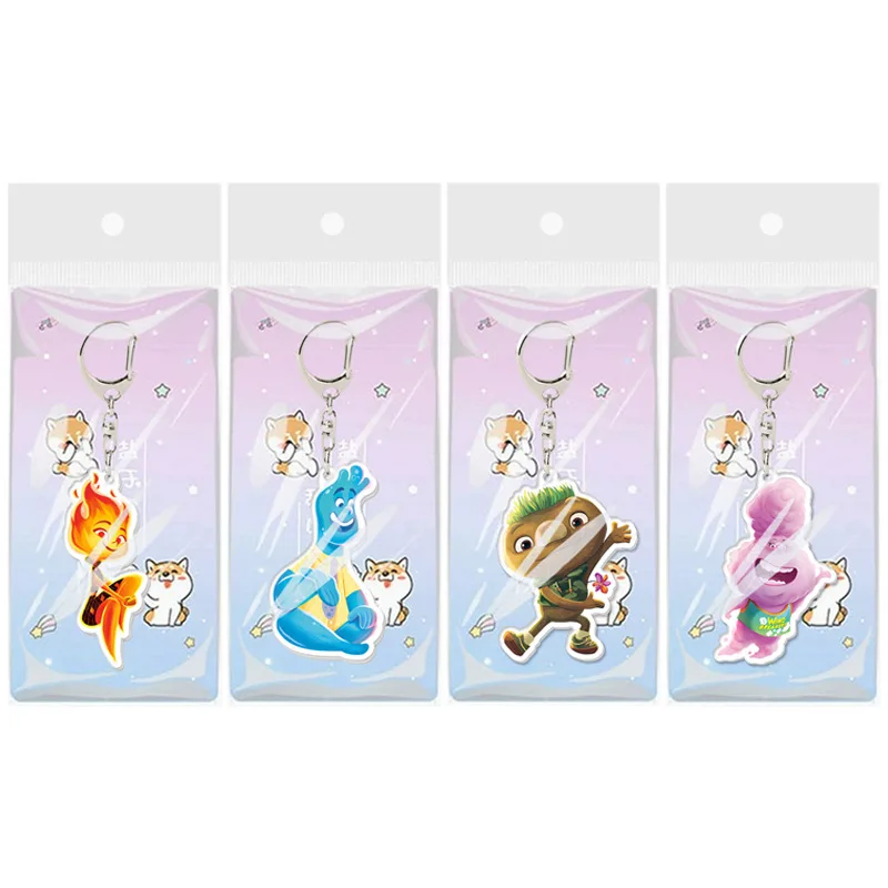 Disney Crazy Elements City Keychain Cute Anime Bag Pendant Kids Toy Birthday Gift