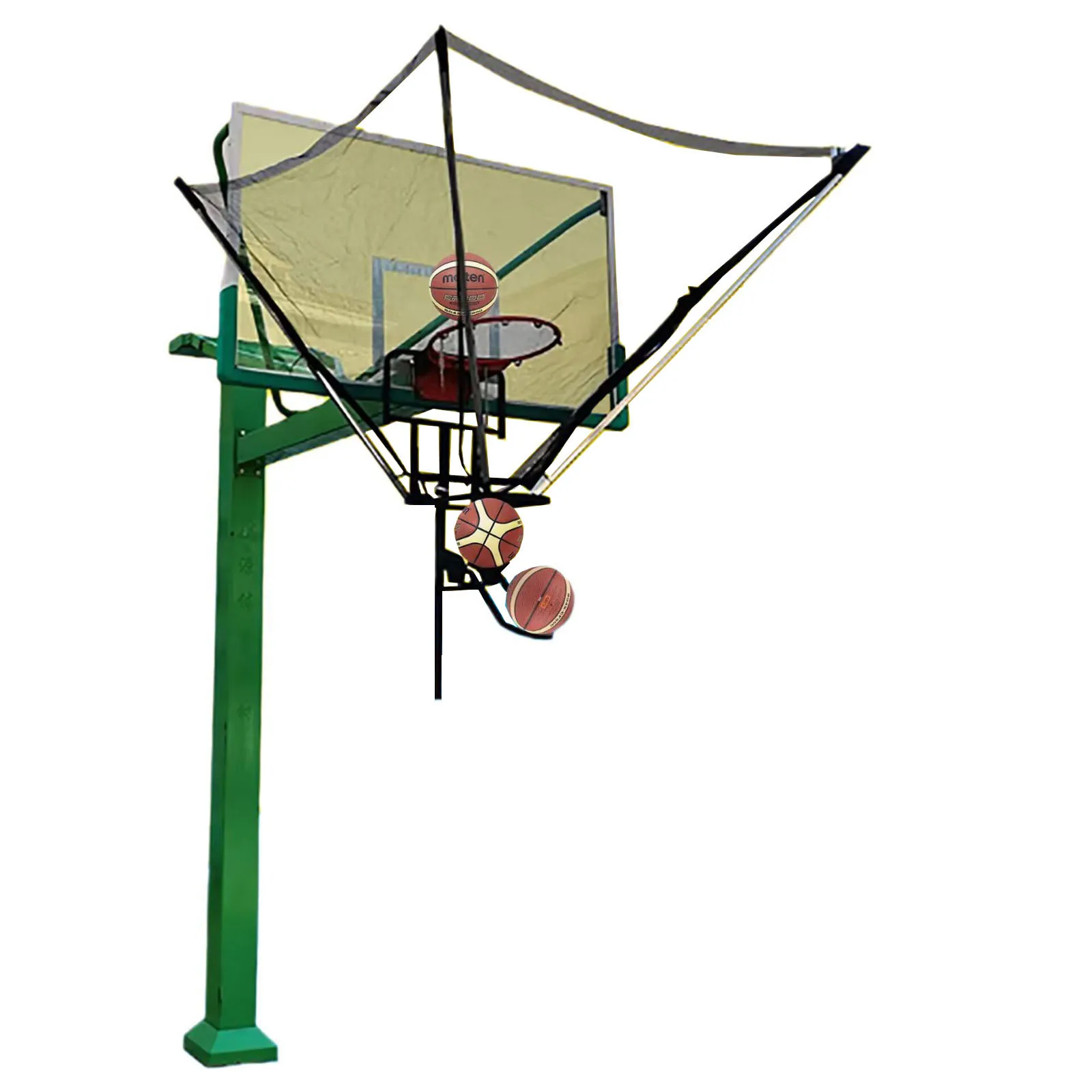 

Basketball Rebounder Net Return System Portable Shot Trainer for Traditional Pole and Wall Mounted Hoops