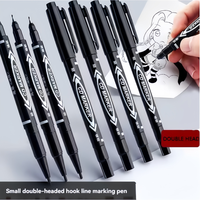 10Pcs/set Double Tip Art Black Blue ink Permanent Paint Marker Pen for Plastic Wood Stone Metal Glass Doodling Marking Graffiti
