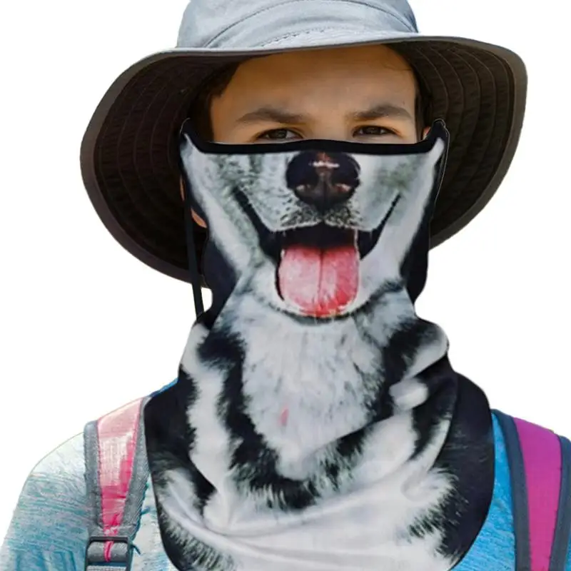 Sciarpa con animali 3D Bandana Ghetta per il collo traspirante Orecchio appeso Sport all'aria aperta Maschera per il viso Fazzoletto da collo estivo