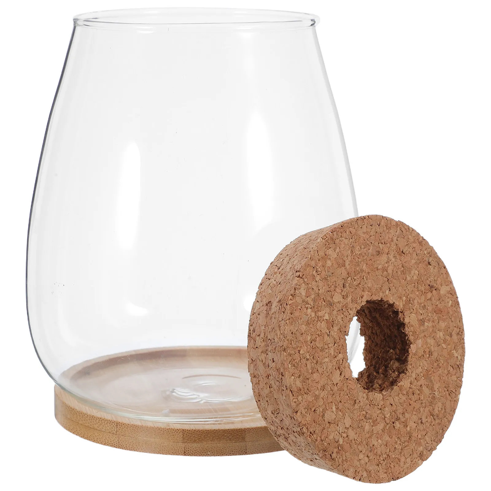 2Sets Hydroponic Glass Propagation Vases Cork Stoppers Bamboo Trays Desktop Plant Containers Water Propagating Jars Indoor