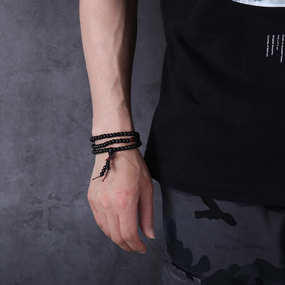 6 مللي متر حبة النساء هدية الرجال البوذية بوذا التأمل الخشب الصلاة حبة الإسورة سوار خشب الصندل الطبيعي