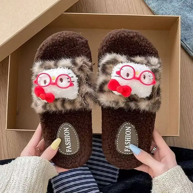 

Реальные фотографии 2021, осень-зима, новые pantuflas mujer, домашние милые тапочки «Hello Kitty» с красным бантом, модные женские и женские мягкие теплые хлопковые тапочки для девочек
