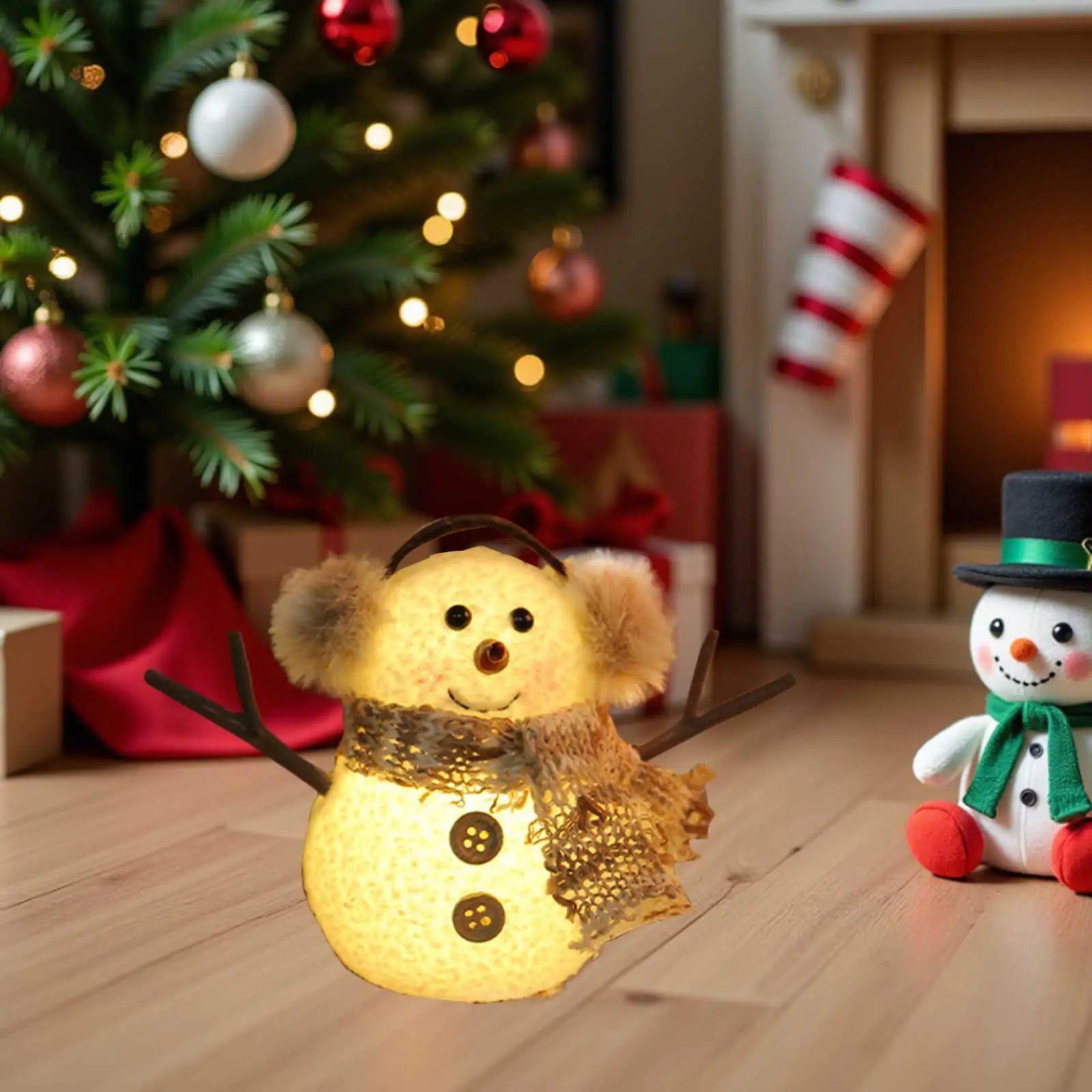 

2Pcs Christmas Snowman Hanging Decorations Luminous Glow Xmas Ornaments for Indoor Outdoor Holiday Table Display