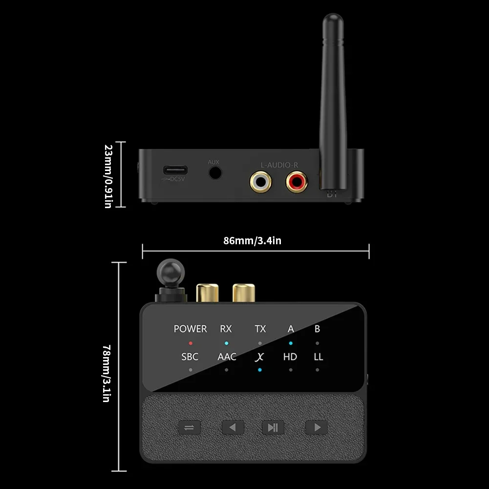 2025 2 في 1 بلوتوث 5.3 aptX/HD/LL محول الصوت RCA AUX 3.5 مللي متر استقبال ستيريو لاسلكي الارسال الكمون المنخفض ضياع الصوت