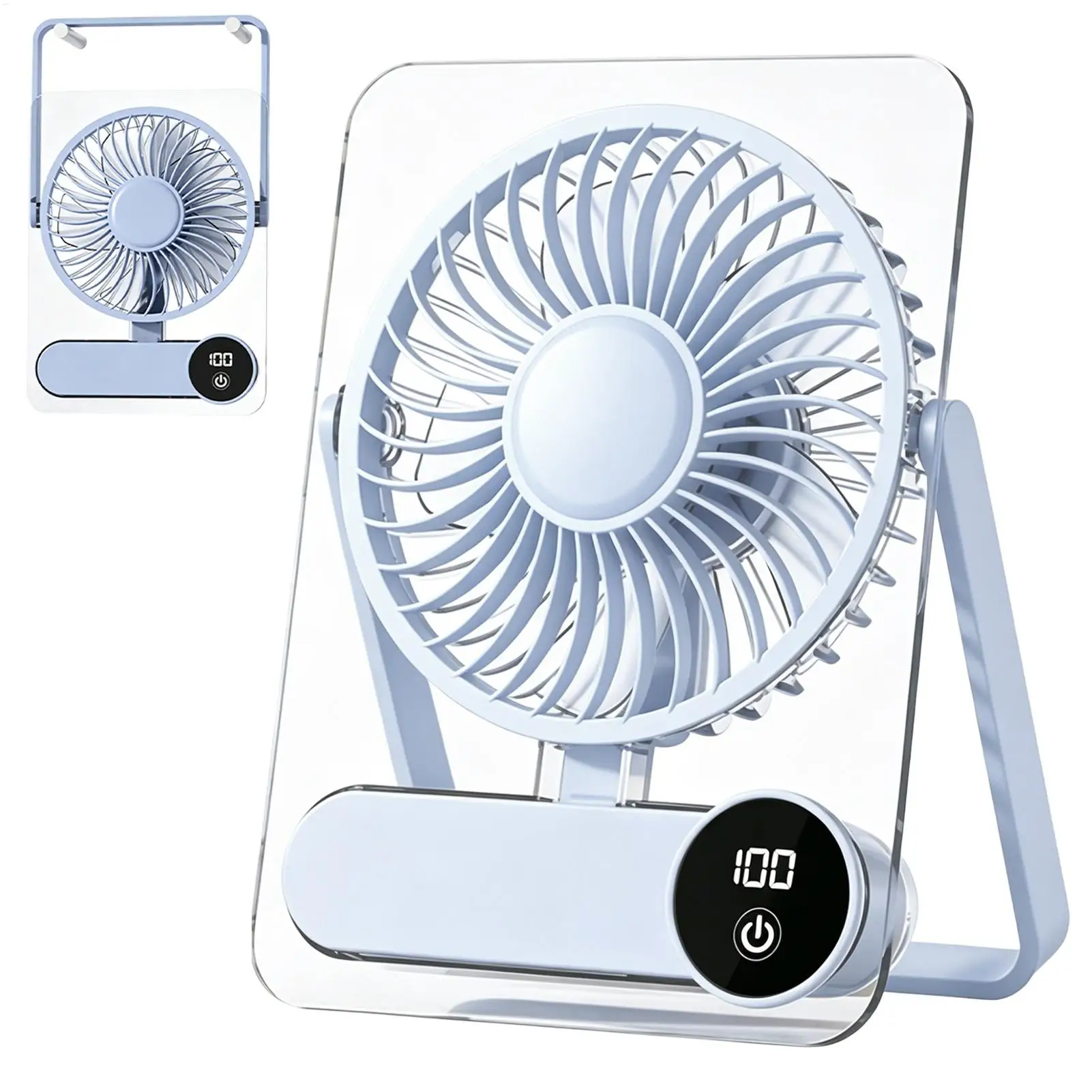 1200mAh Rechargeable Fan 100 Speeds With Digital Display Portable Desk & Travel Fan For Home Office Bedroom Camping Beach