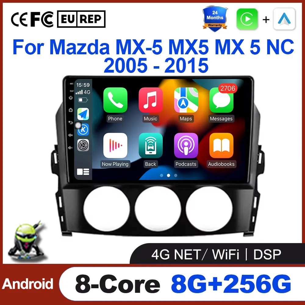 Android OS Wireless  Carplay Multimedia Player For Mazda MX-5 MX5 MX 5 NC 2005 - 2015 Auto GPS Navigation WIFI  Car Radio Stereo