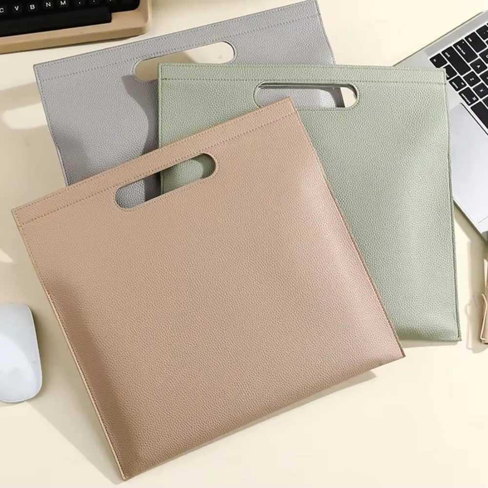 Luxury A4 Business File Holder Large Capacity Waterproof Document Bag PU Leather Tablet Bag Office Organizer