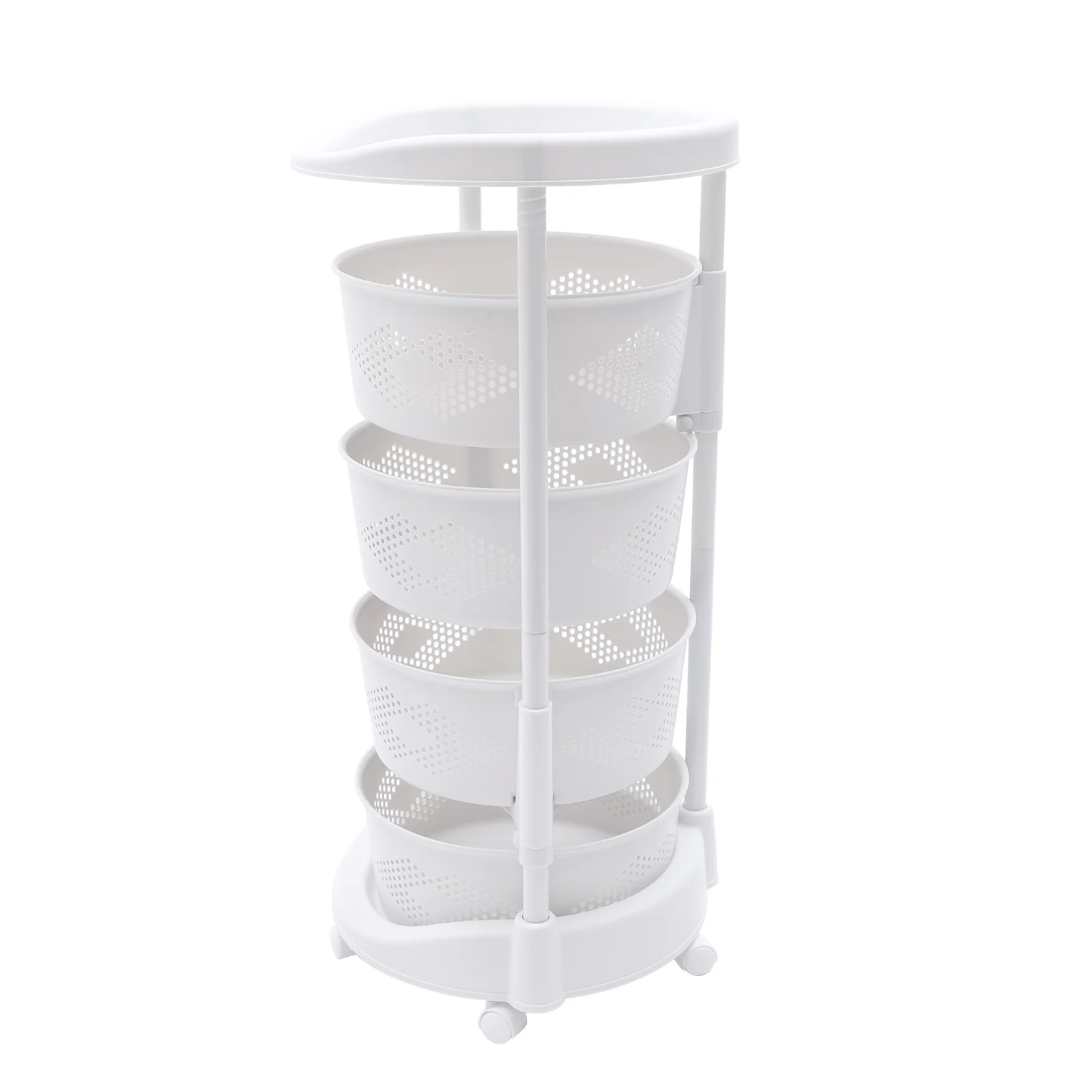 4 Tier Kitchen Storage Cart Multi-Layer Storage Basket with Wheels Fruit Vegetable Storage Shelves Racks Rolling Storage Cart