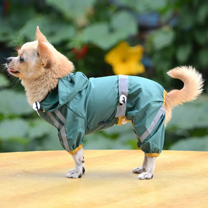 2022 New Year Hot Sale Pet Dog Cat Raincoat Clothes Puppy Jumpsuit Hoody Waterproof Rain Jackets