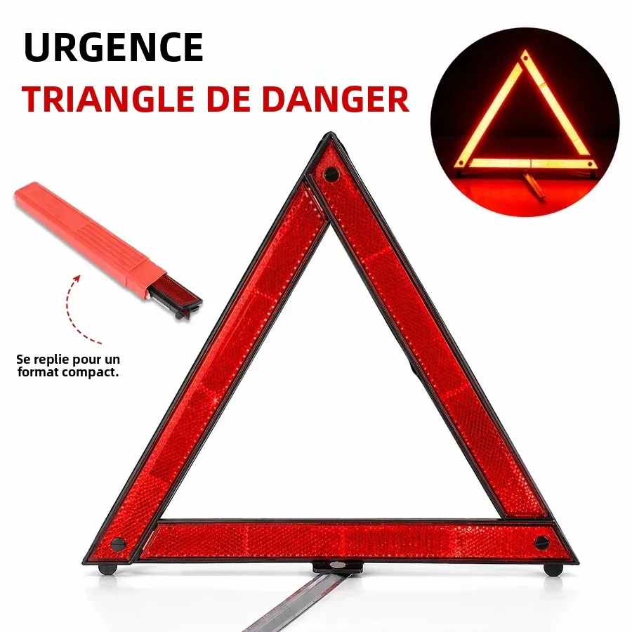 Triangulaire de signalisation d'urgence pliable pour voiture, rouge réfléchissant, accessoire de sécurité automobile