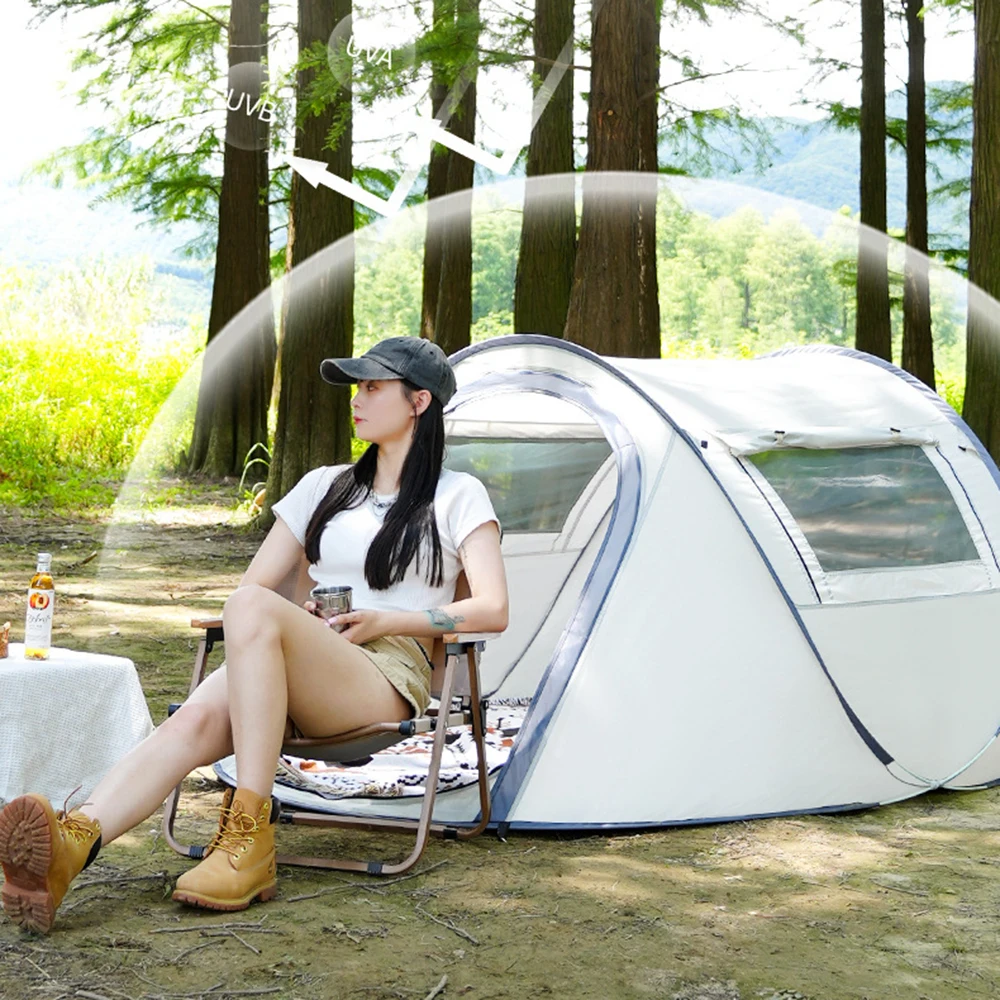 Outdoor Pop Up Camping Tent Automatic Instant Portable Tent 2 Person Rain Proof Boat Shaped Tent with Storge Bag for Hiking