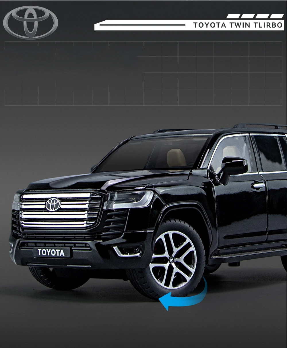 1:24 Toyota LAND CRUISER PRADO Key Control Alloy Car Model Sound and Light Pull Back Children's Toy Collectibles Birthday gift