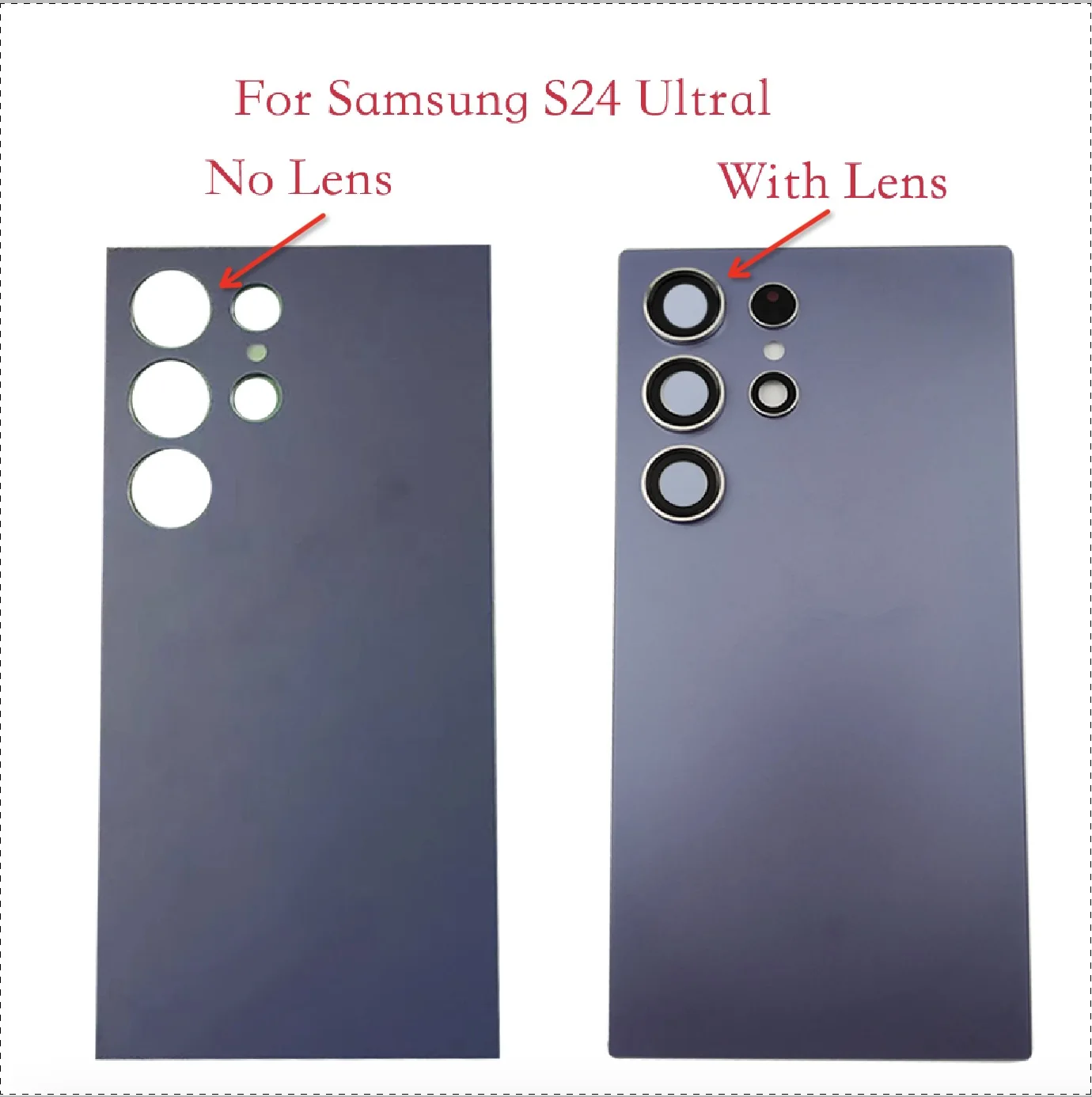 For Samsung Galaxy S24 Ultra Glass Battery Cover Back Lid Door S24 Ultra Rear Housing Case With Camera Lens Adhesive